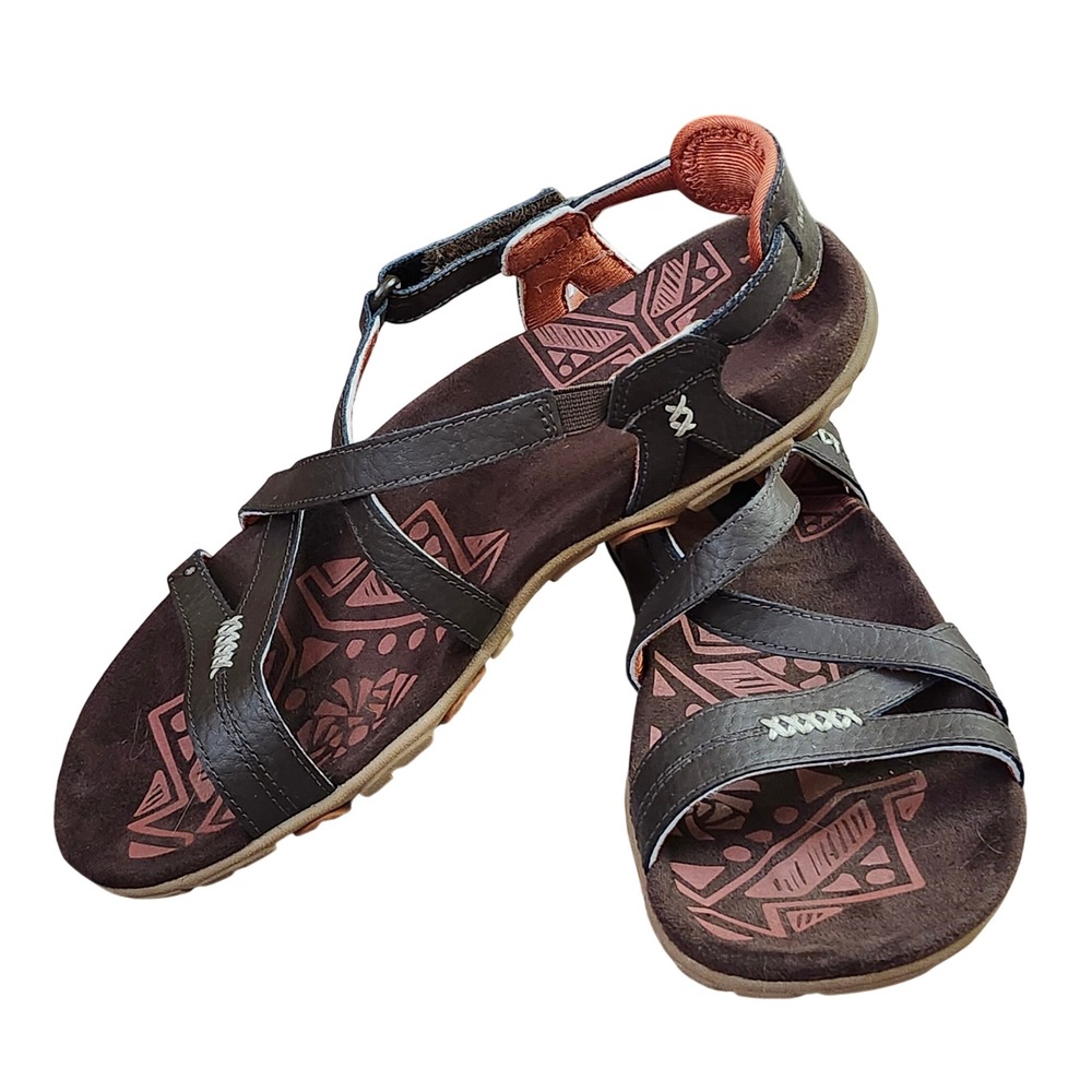 Merrell Espresso Red Leather Strappy Performance Sandals J001230 Womens 7